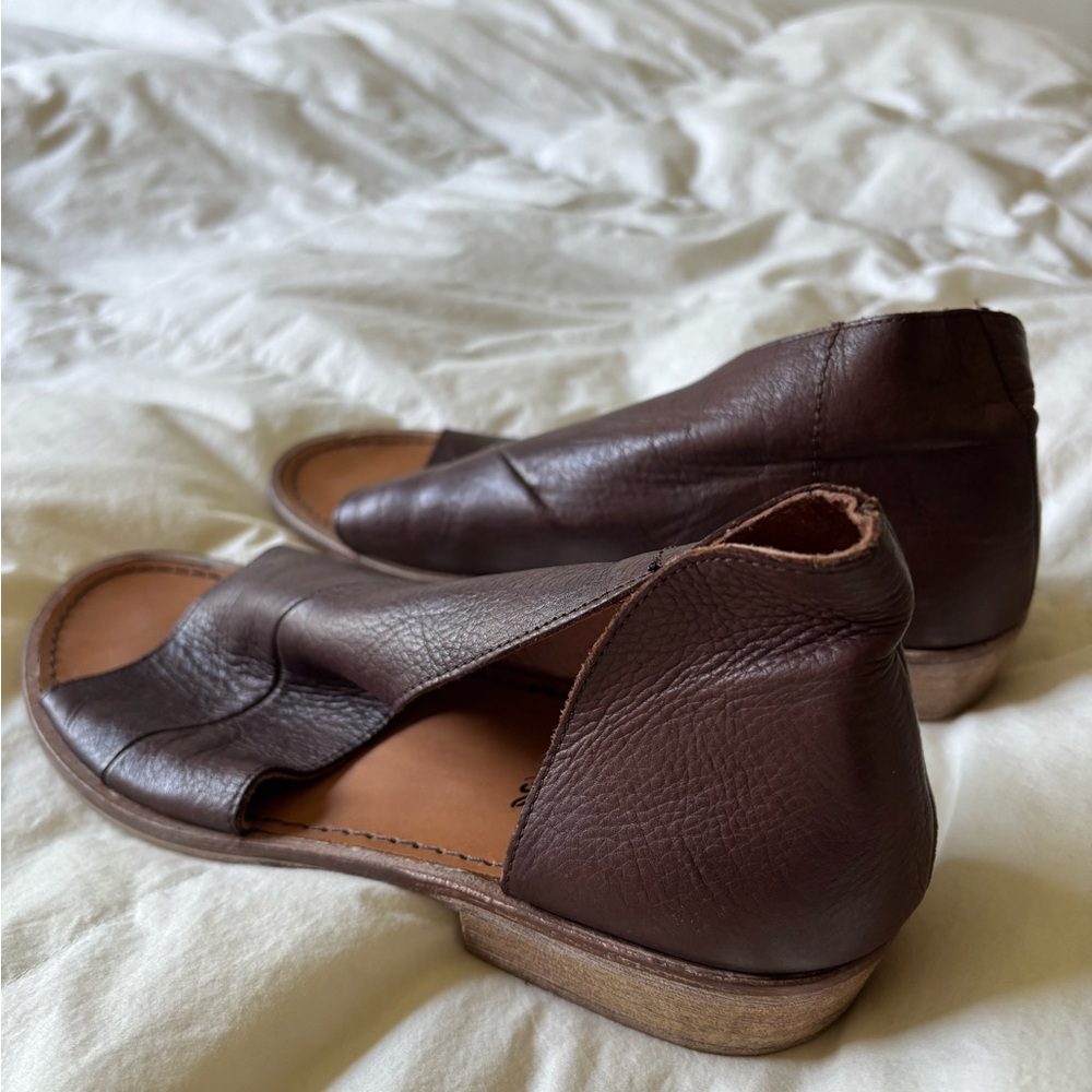 Free People Brown Leather Open-Toe Sandals